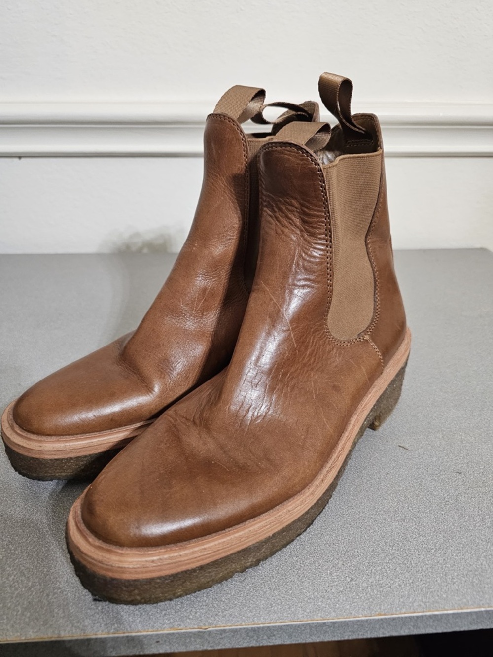Loeffler Randall Brown Leather Lace-Up Chelsea Boots